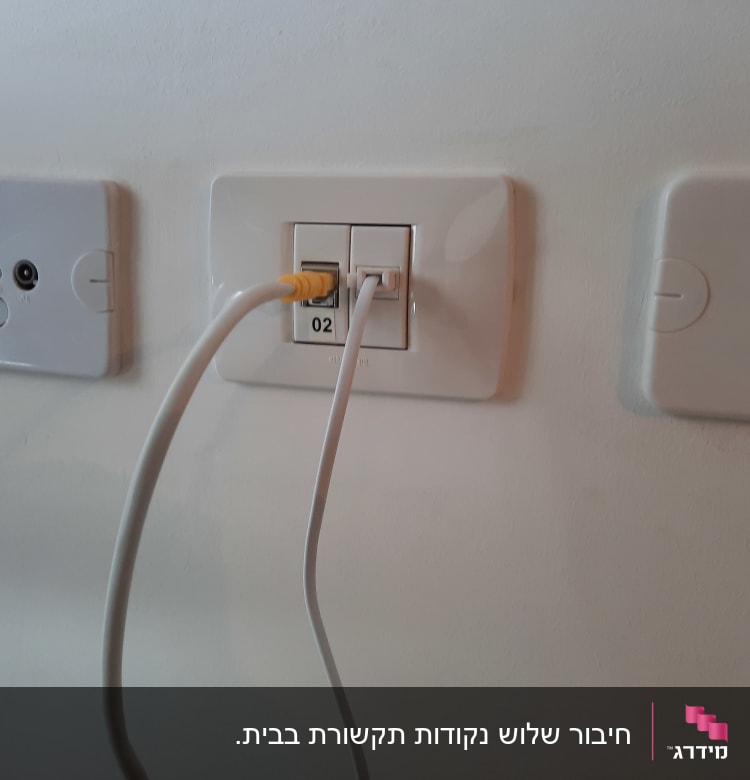 שקע רשת עם כבל מחובר לקיר